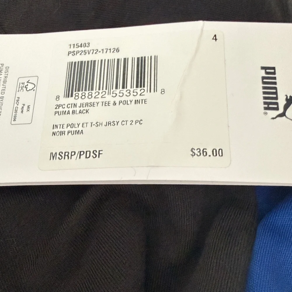 Puma Kids' Logo Graphic T-Shirt & Shorts Set in black/blue size 4. - Picture 2 of 2